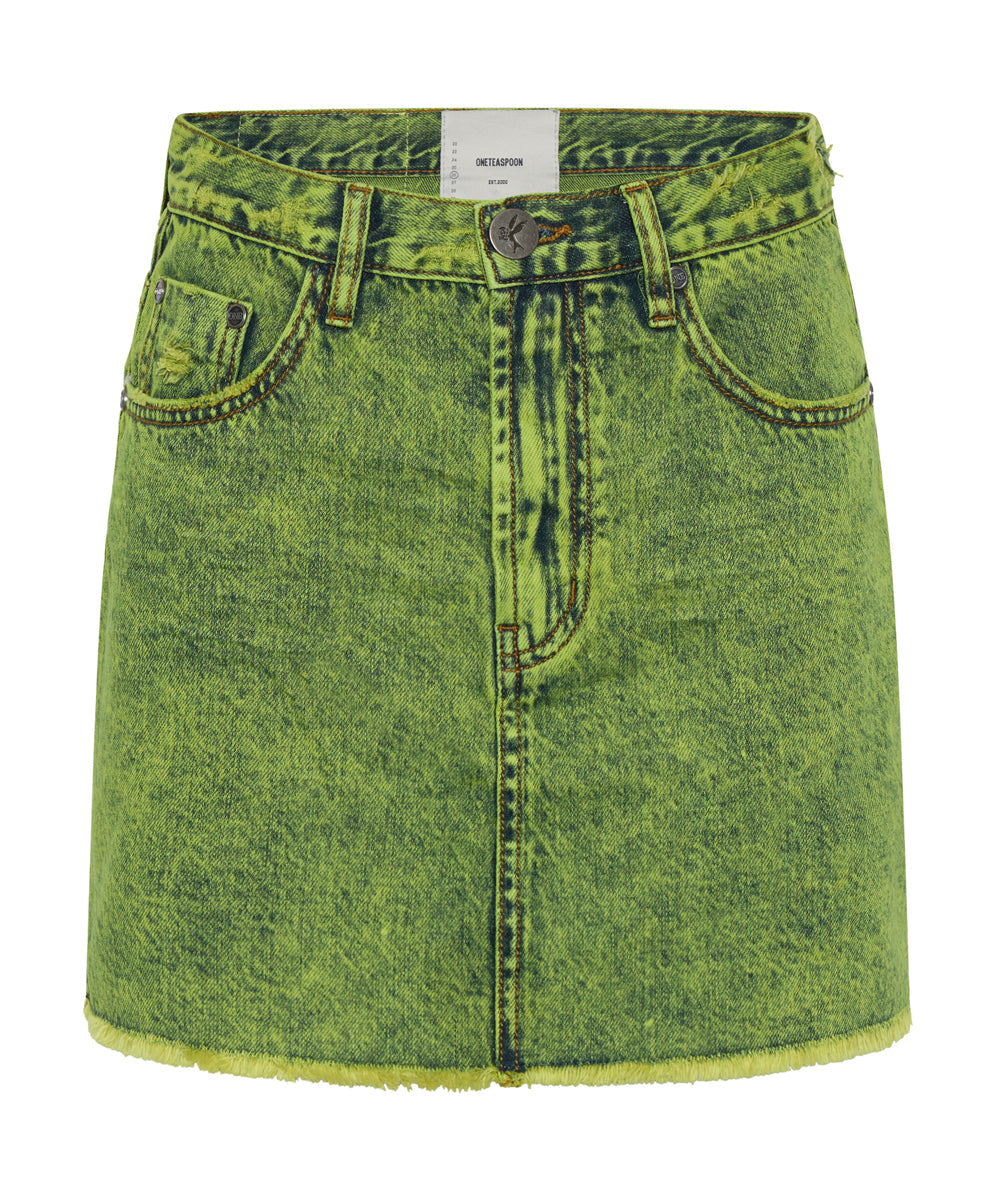 Last Stock 2020 High Waist Mini Denim Skirt - Cyber Lime