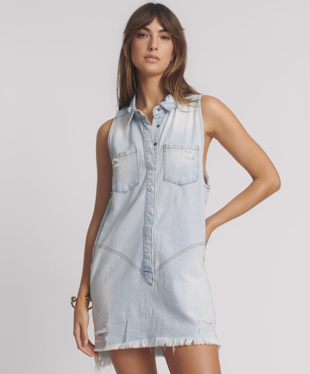 Dirty Blue Denim Braxton Mini Denim Dress - Casanova