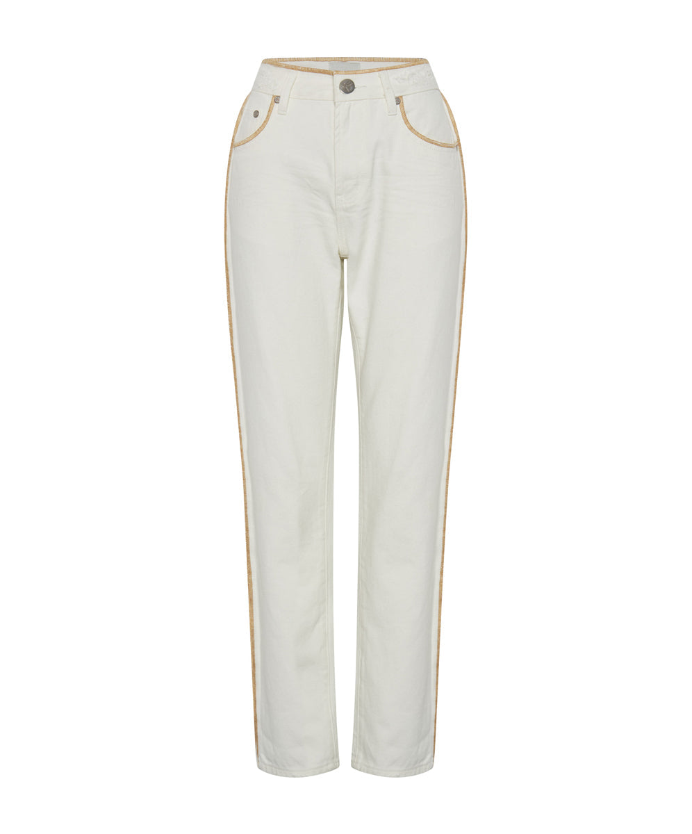 Last Stock Awesome Baggies High Waist Straight Leg Denim Jeans - Pearl