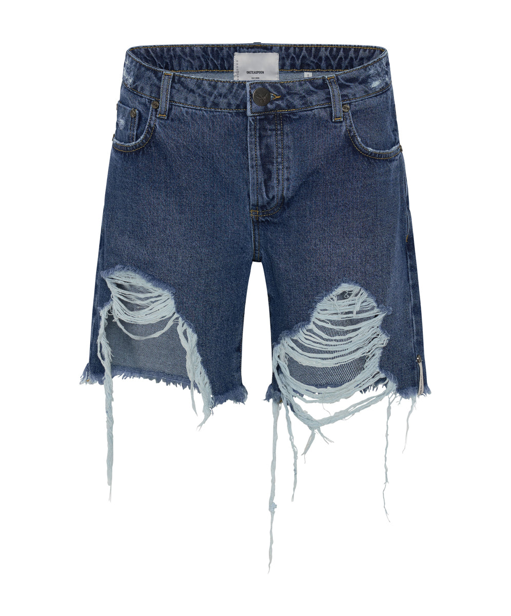 Last Stock Stevies Low Waist Waist Long Length Boyfriend Denim Shorts - Rosewood