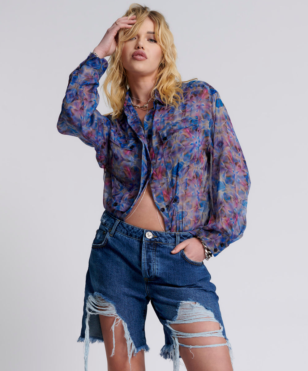 Last Stock Stevies Low Waist Waist Long Length Boyfriend Denim Shorts - Rosewood
