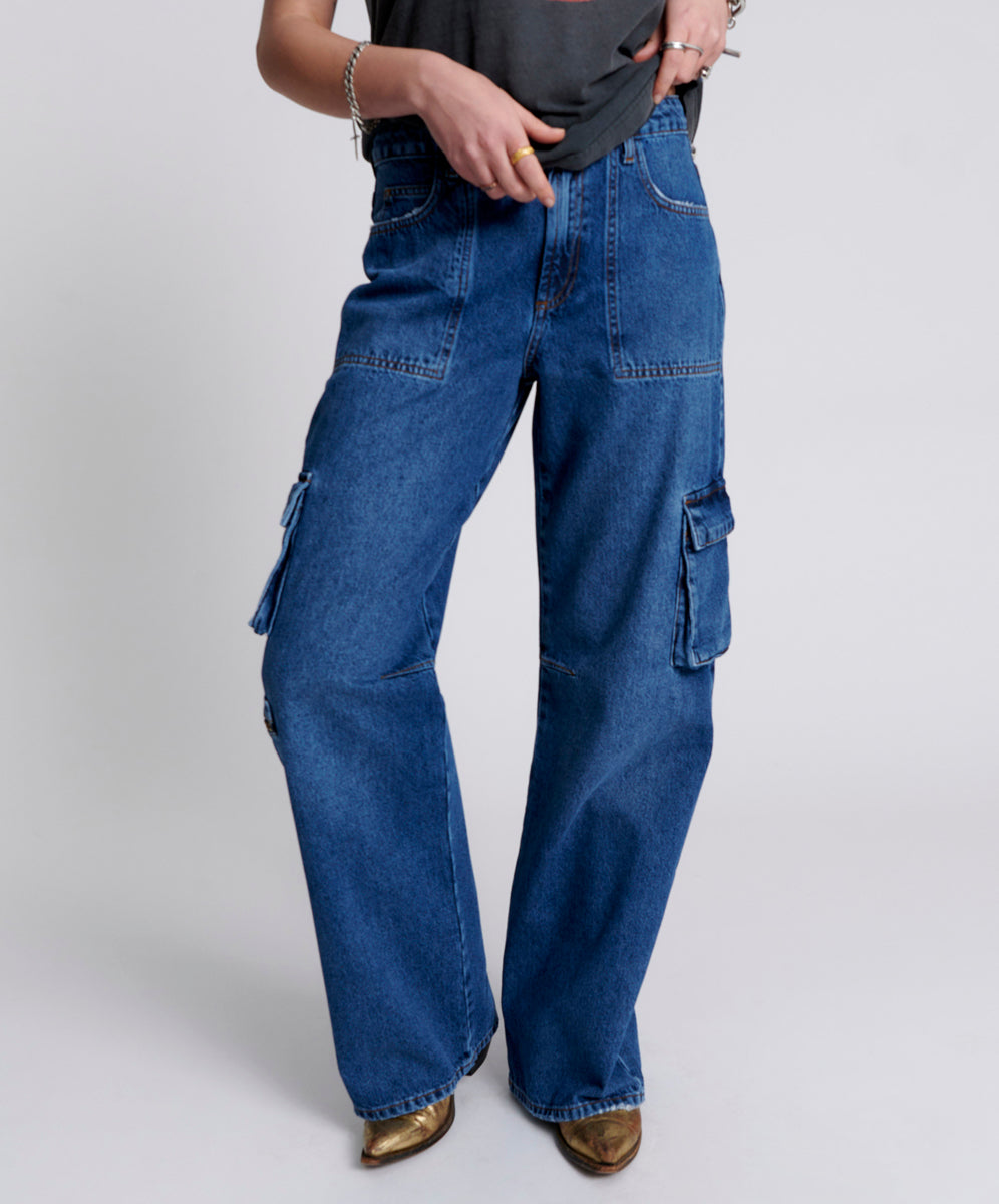 Last Stock Jackson Mid Waist Wide Leg Denim Jeans - Rosewood