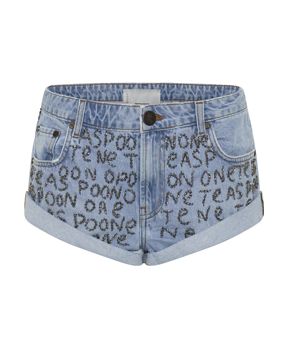 Women's Low Waist Bandits Denim Shorts Bandits Low Waist Embellished Denim Shorts - Vintage Blue