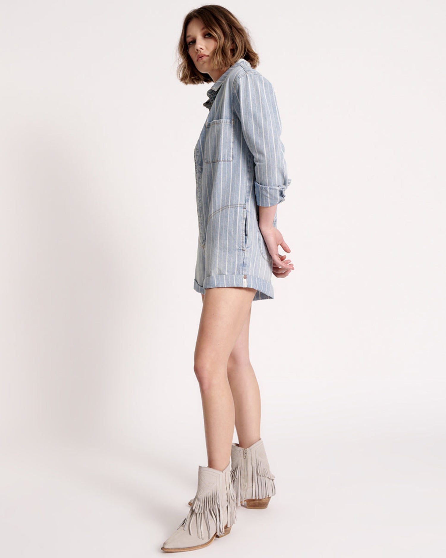 Dirty Blue Denim Prophecy Jumpsuit - Blue Stripe