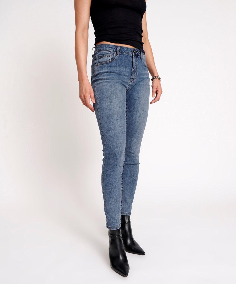 Dirty Blue Denim Freebirds High Waist Rigid Skinny Denim Jeans - Classic Blue