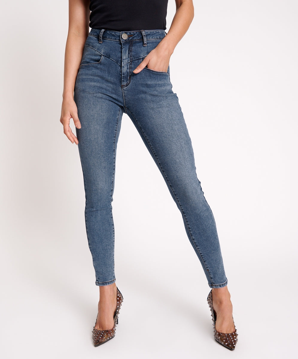 Dirty Blue Denim Preachers High Waist Skinny Stretch Denim Jeans - Classic Blue