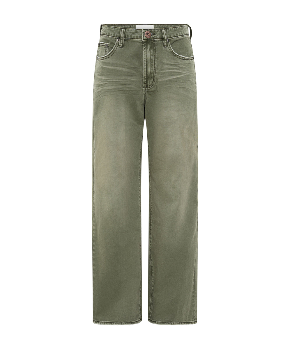 Khaki Edit Jackson Mid Waist Wide Leg Denim Jeans - St Khaki