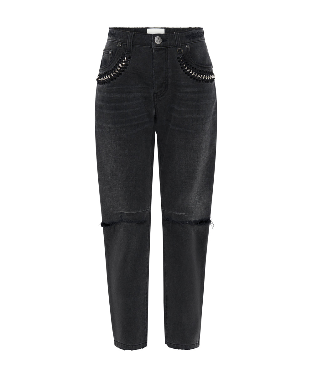 Outlet Sale Women's Jeans Saints Low Waist Boyfriend Denim Jeans - Storm Grey