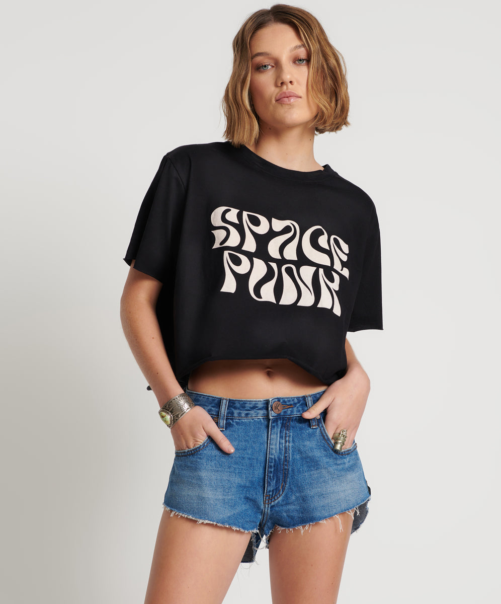 Dirty Blue Denim The One High Waist Cheeky Denim Shorts - Bay Blue