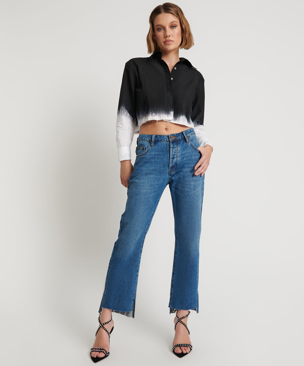 Dirty Blue Denim Hooligans Low Waist Relaxed Straight Leg Denim Jeans - Bay Blue