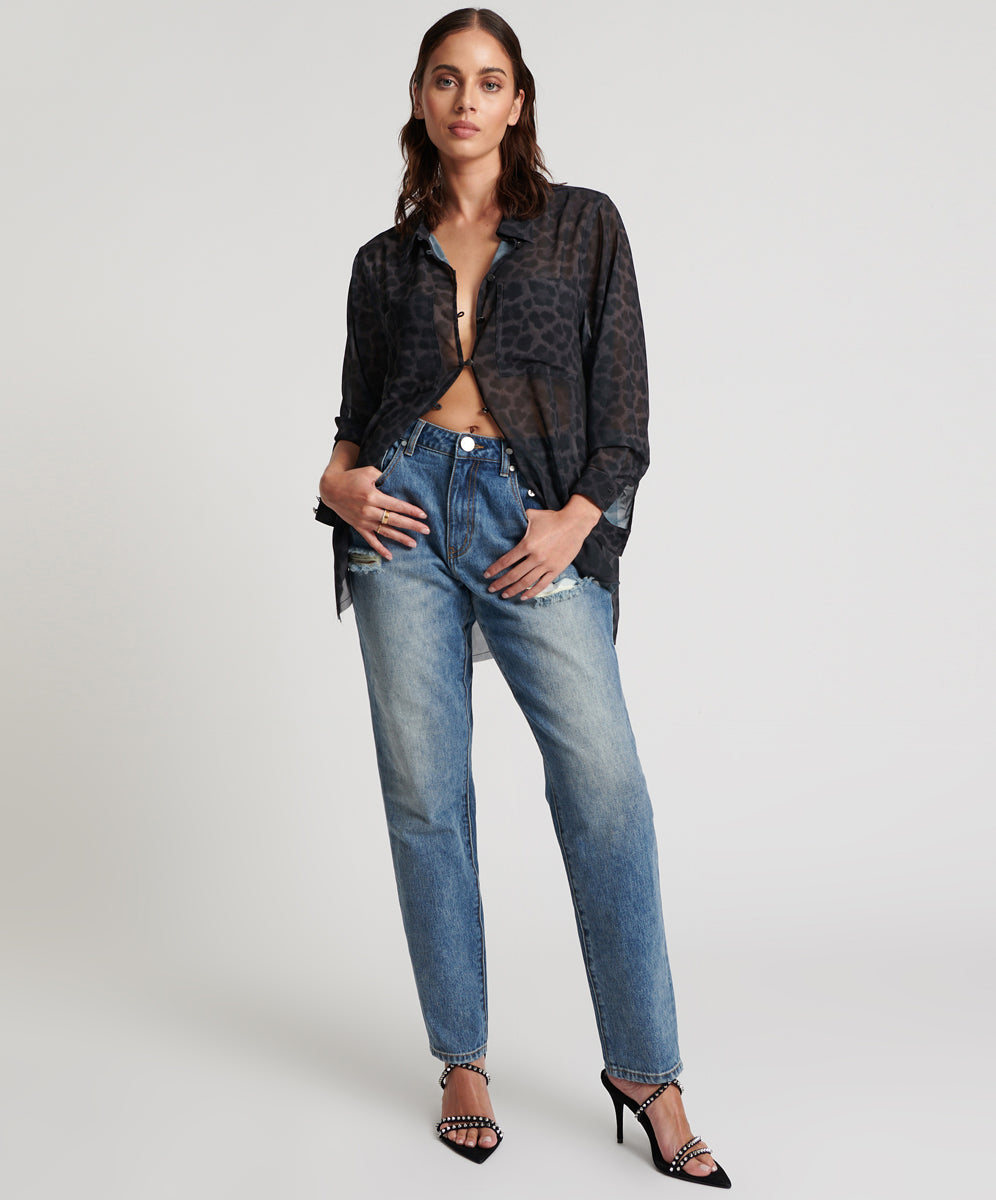 Products 1982S High Waist Balloon Denim Jeans - Blue Love