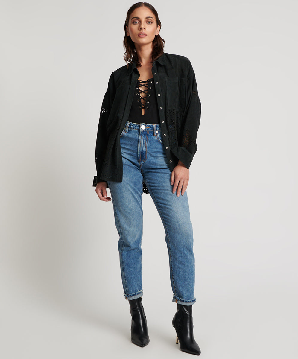 Dirty Blue Denim Legends High Waist Straight Leg Denim Jeans - Pacifica