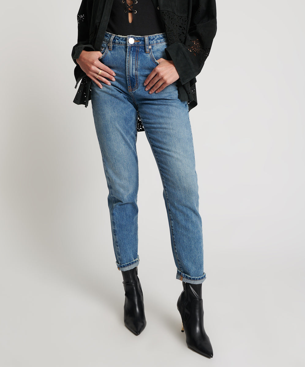 Dirty Blue Denim Legends High Waist Straight Leg Denim Jeans - Pacifica