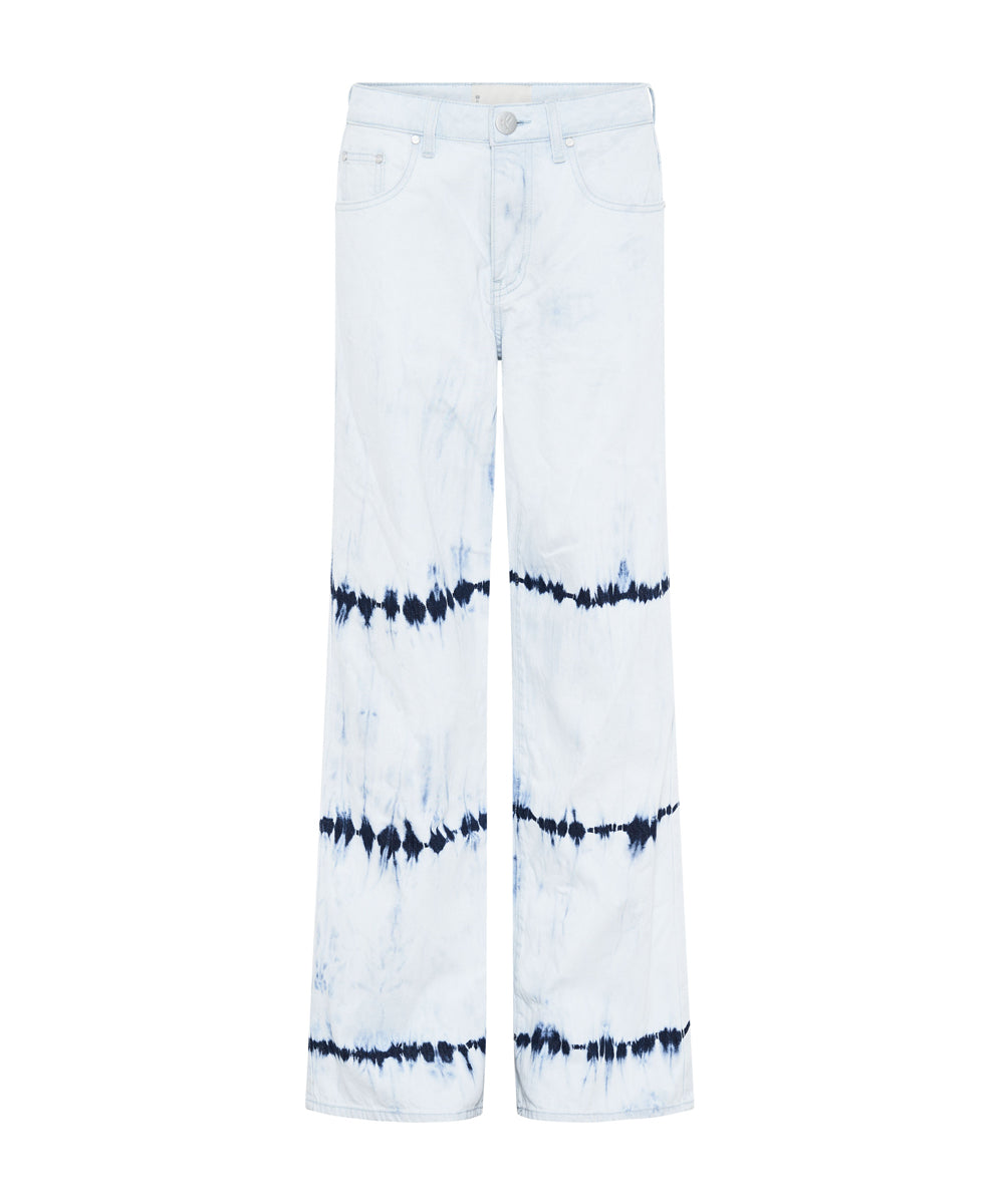 Dirty Blue Denim Jackson Mid Waist Wide Leg Denim Jeans - Bleached Out Blue