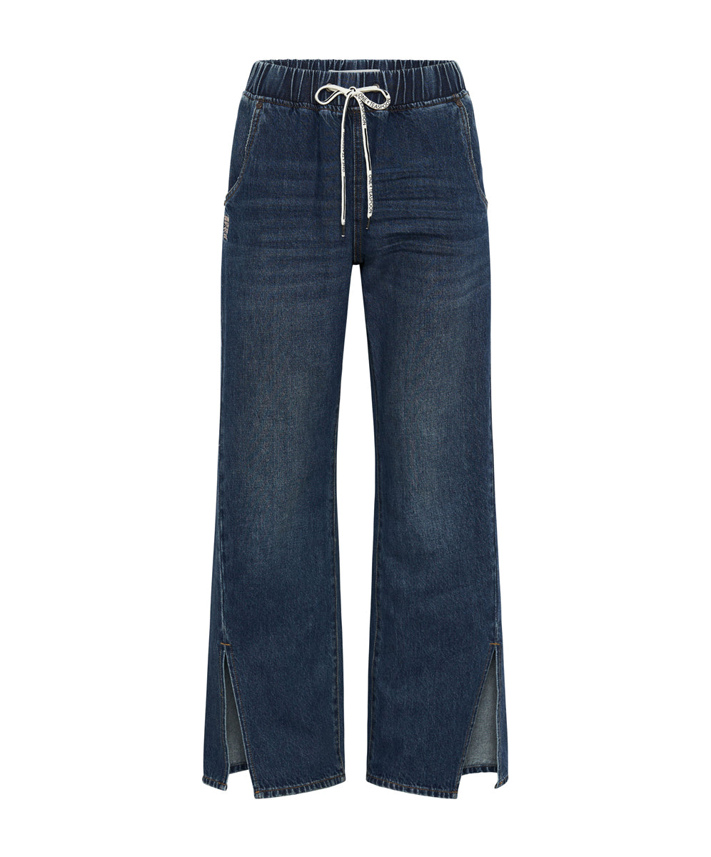 Dirty Blue Denim Roadhouse Wide Leg Drawstring Denim Jeans - Royal Blue