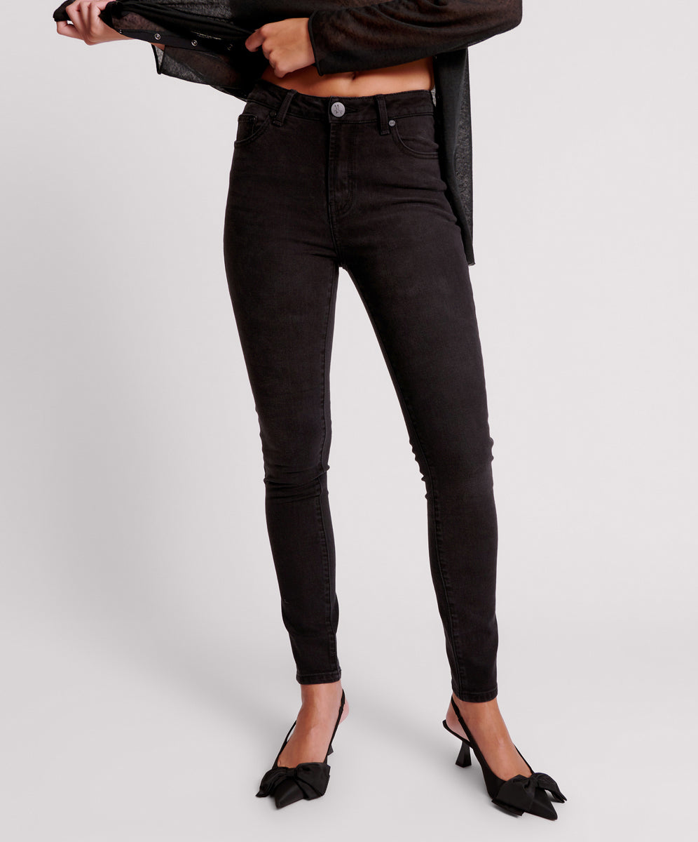 Outlet Sale Women's Jeans Freebirds Ii High Waist Stretch Skinny Denim Jeans - Black