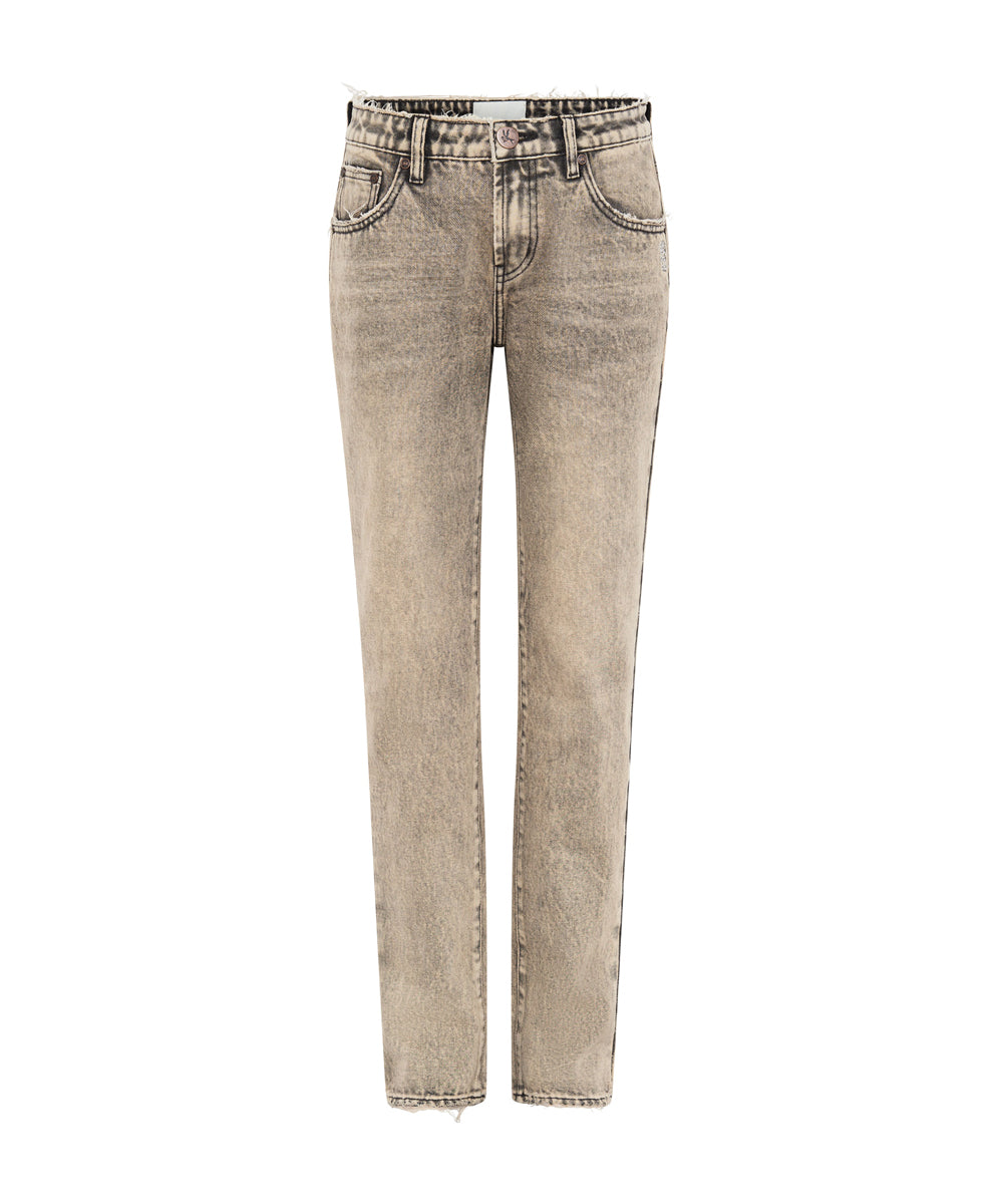 Outlet Sale Women's Jeans Truckers Mid Waist Straight Leg Denim Jeans - Rust