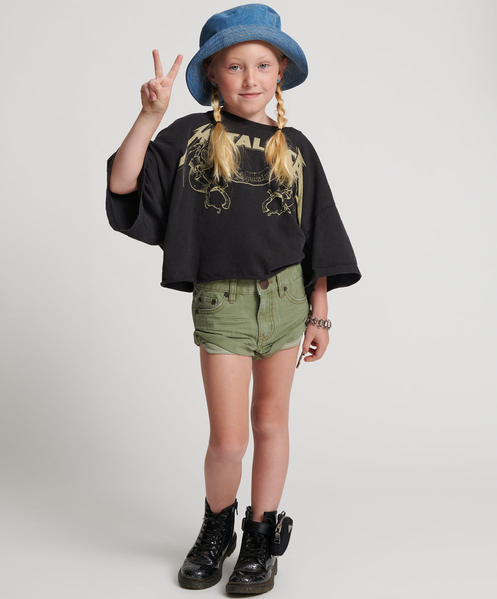 Khaki Edit Kids Bandits Low Waist Denim Shorts - Super Khaki