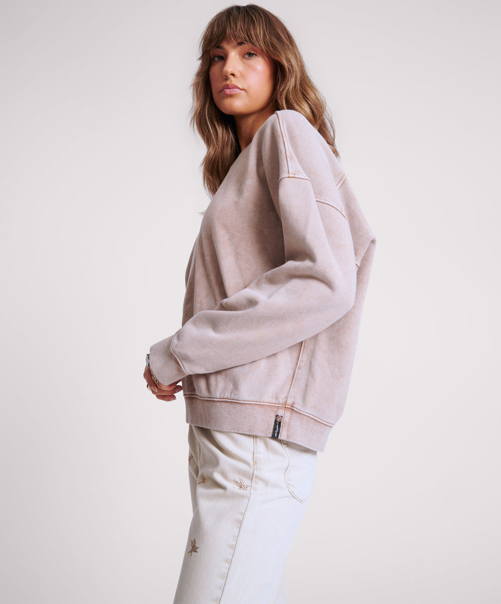 Women's Outerwear Bower Bird Retro Crew Sweater - Sand