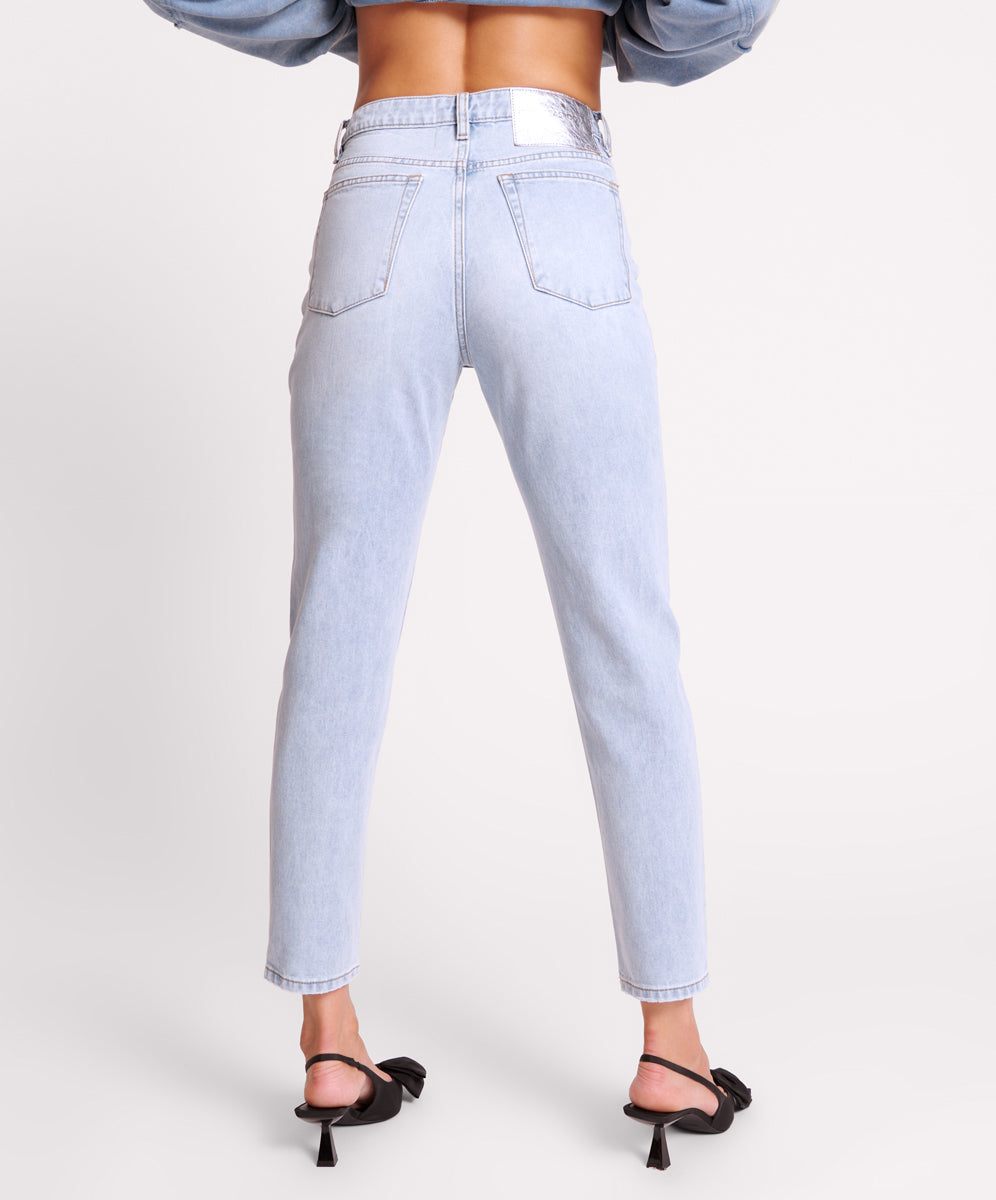 Dirty Blue Denim Legends High Waist Straight Leg Denim Jeans - Blue Latte