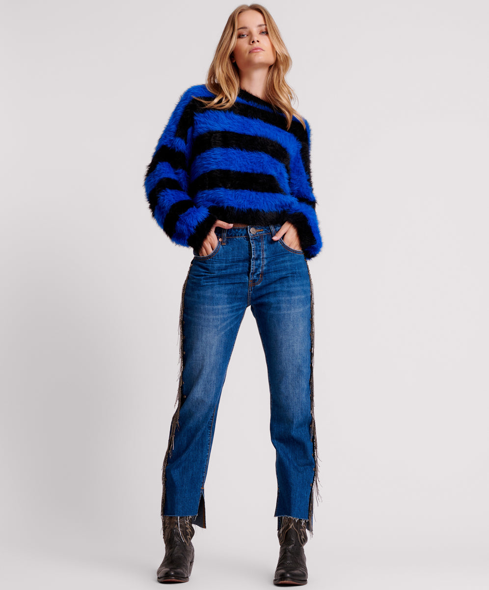 Full Price Hooligans Low Waist Relaxed Straight Leg Denim Jeans - Blue Moon
