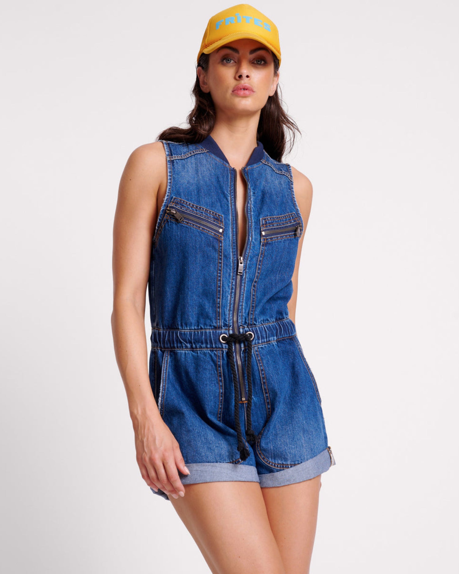Dirty Blue Denim Lilly Sporty Denim Jumpsuit - Blue Moon