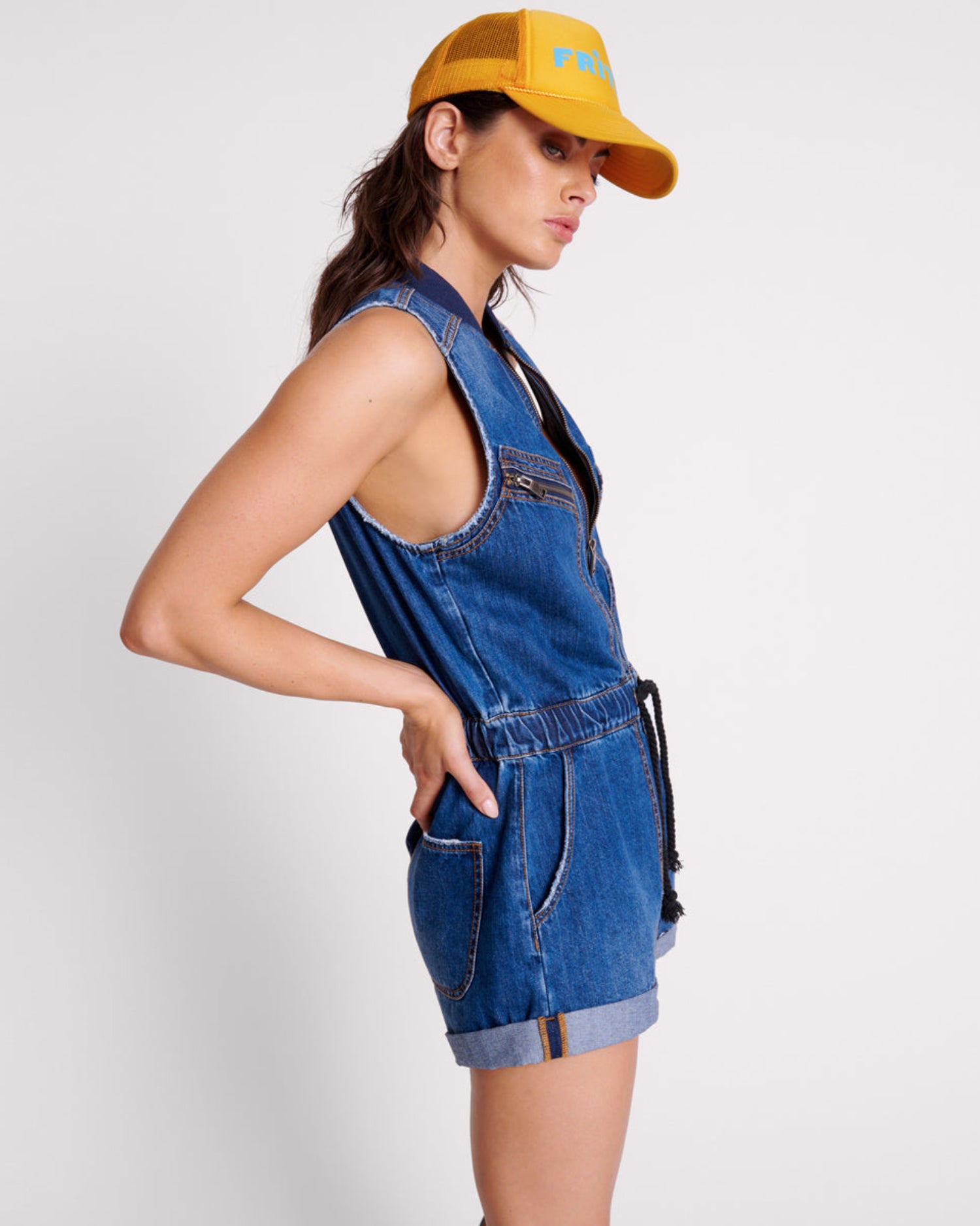 Dirty Blue Denim Lilly Sporty Denim Jumpsuit - Blue Moon