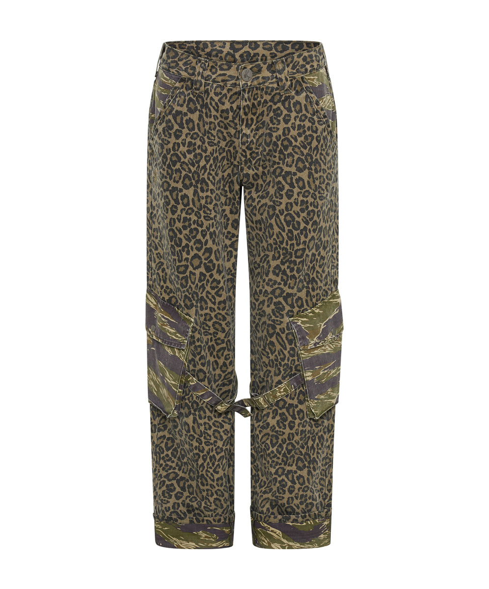 Khaki Edit Luna Utility Pants - Animal Camo