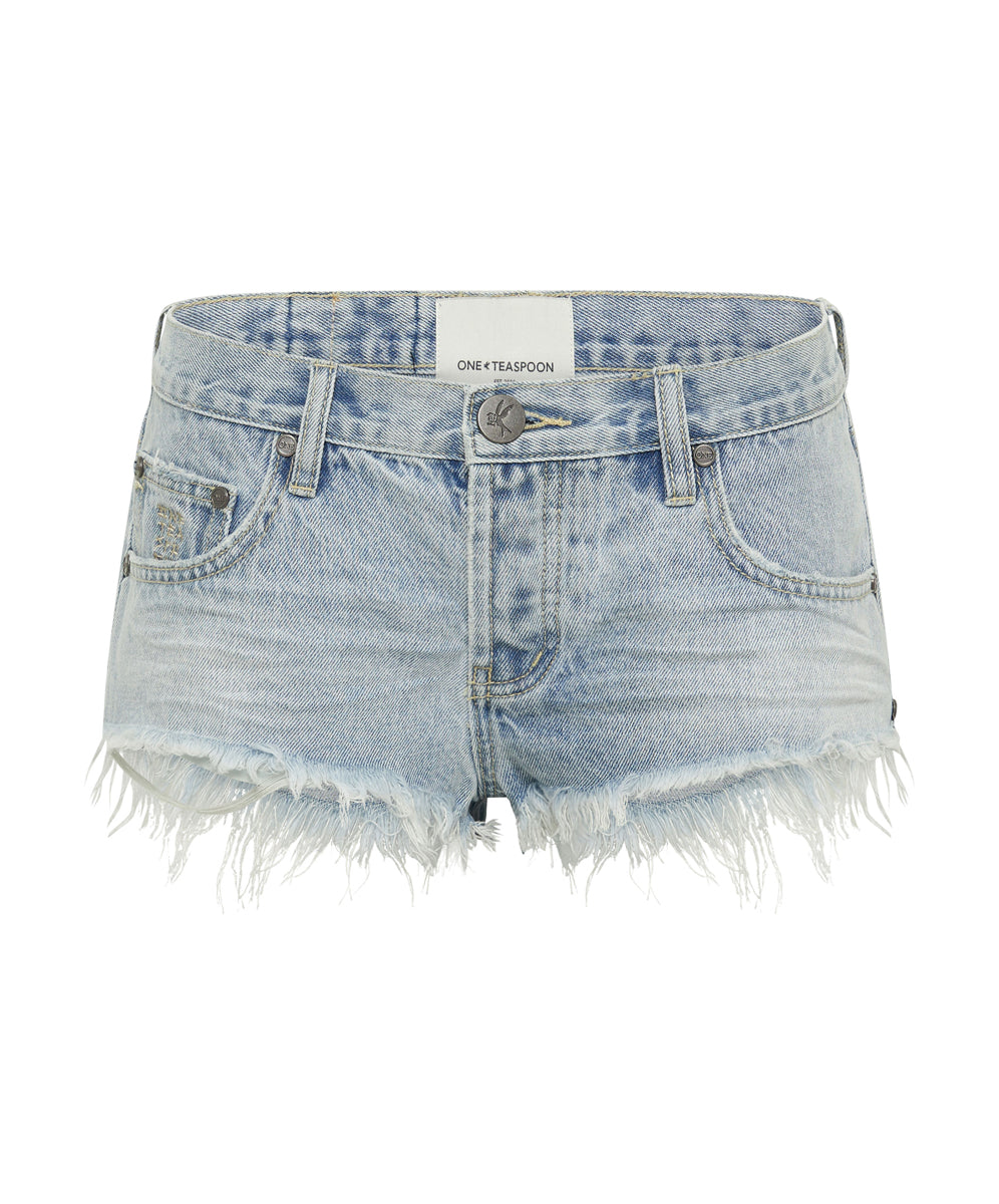 Dirty Blue Denim Bonitas Low Waist Denim Shorts - Fleetwood Blue