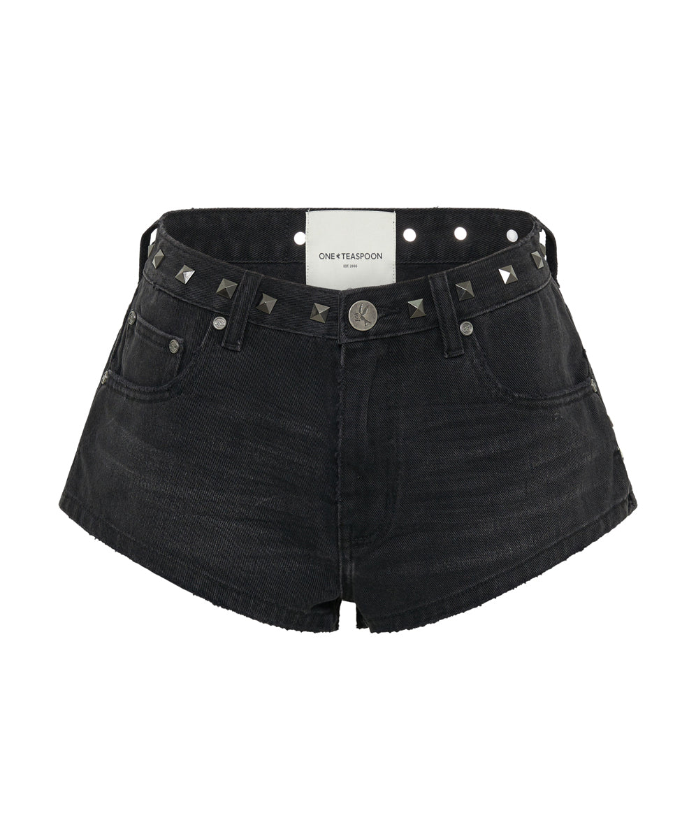 Women's Grunge Clothing The One High Waist Cheeky Denim Shorts - Black Oak