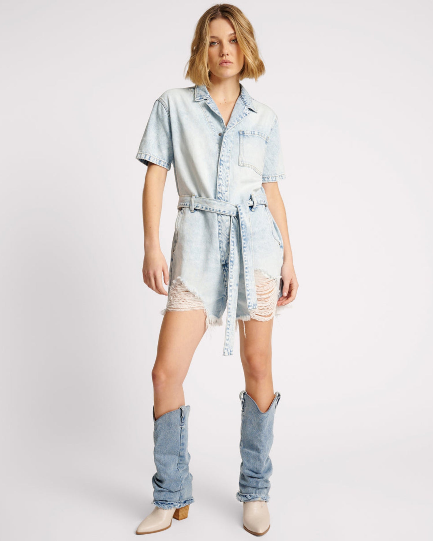 Full Price Night Movers Denim Jumpsuit - Depeche Blue