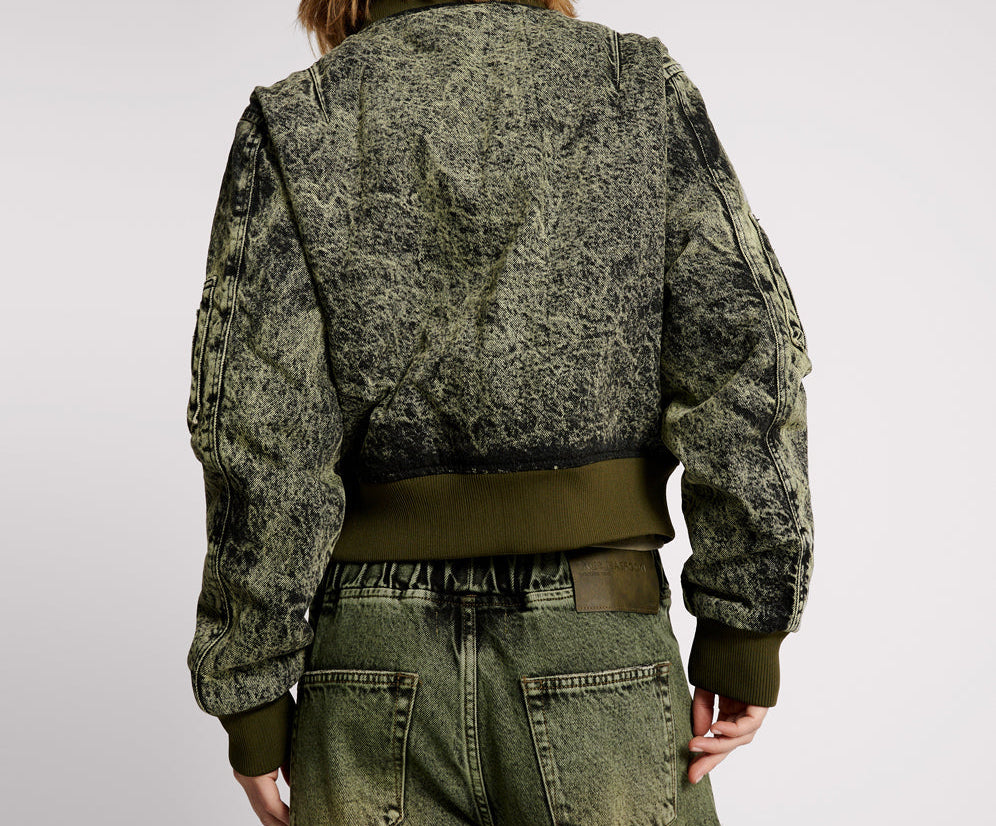 Denim Bomber Jacket - Black Khaki