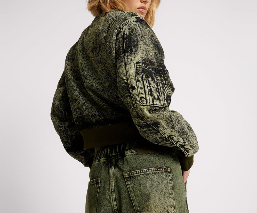 Denim Bomber Jacket - Black Khaki