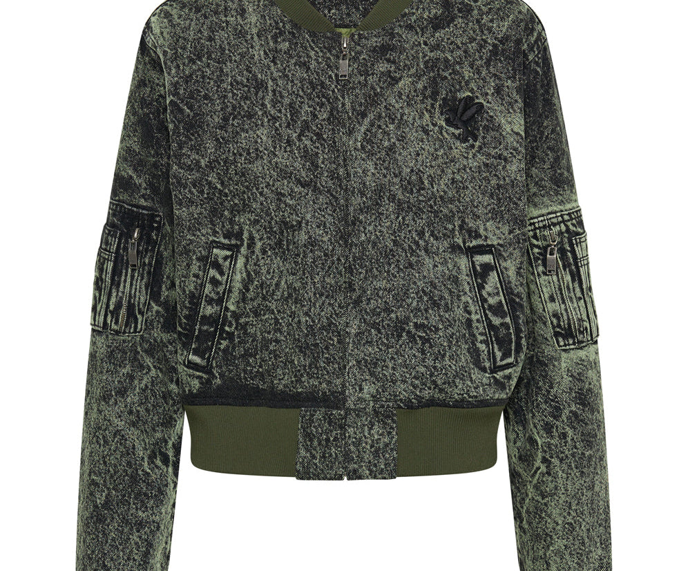 Denim Bomber Jacket - Black Khaki