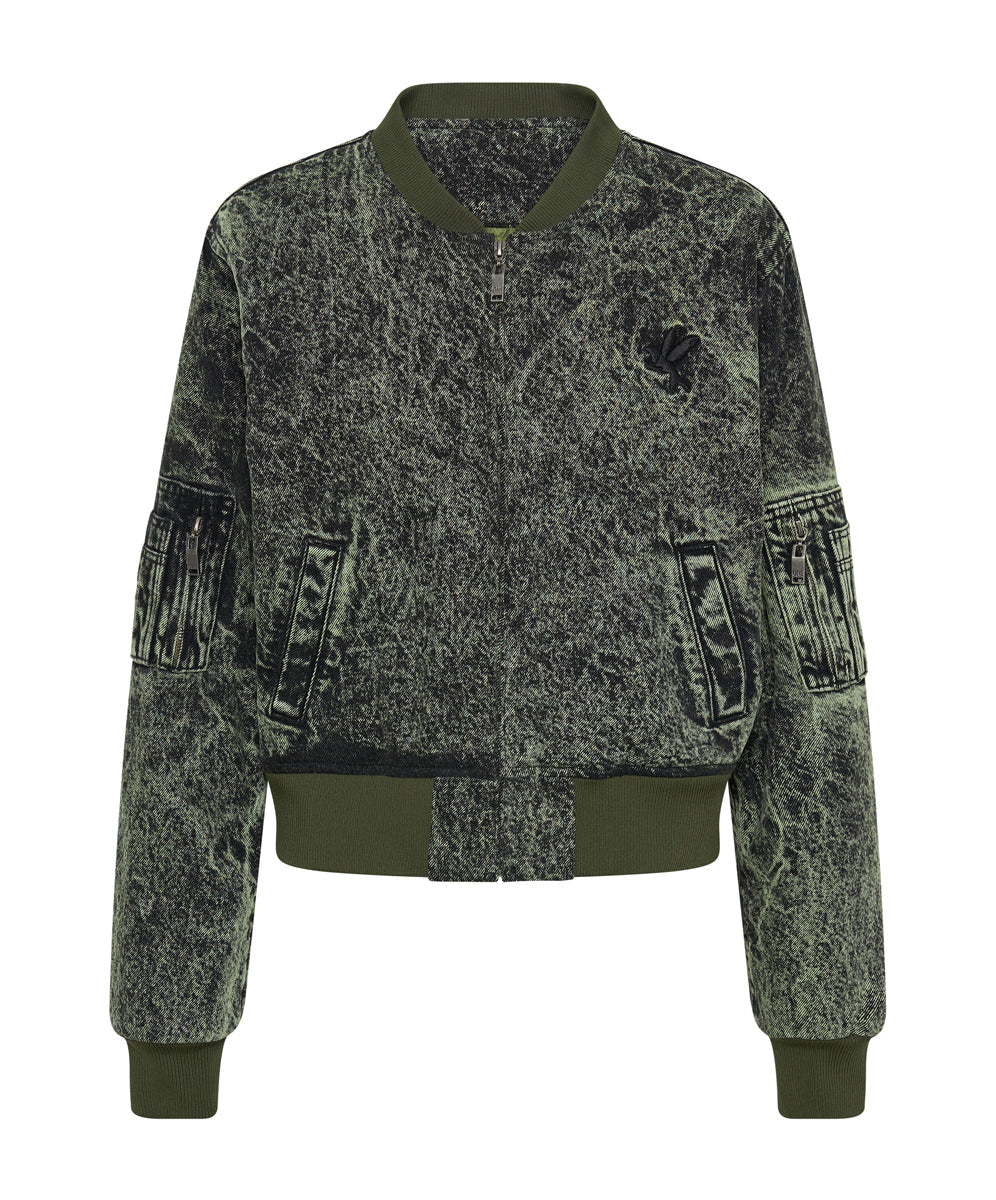 Full Price Denim Bomber Jacket - Black Khaki