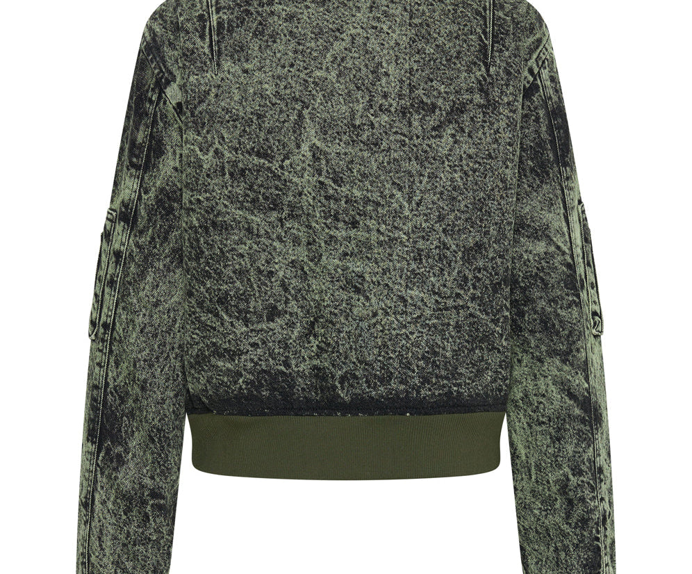 Denim Bomber Jacket - Black Khaki