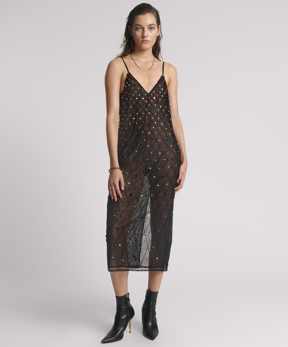 Stellar Jewel Hand Beaded Slip Midi Dress - Black | One Teaspoon Stellar Jewel Hand Beaded Slip Midi Dress - Black | One Teaspoon