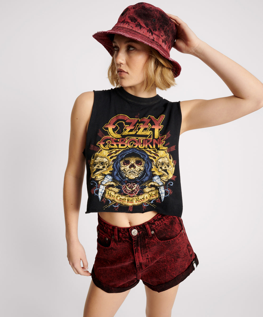 Women's Grunge Clothing Denim Bucket Hat - Black Heart