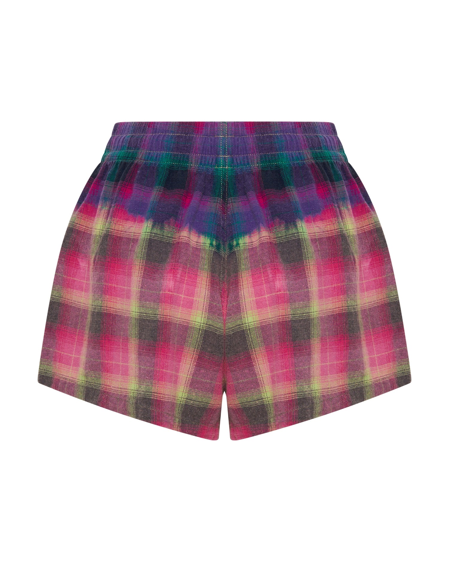 Women's Grunge Clothing Bleached Flannel Studded Boxer Shorts - Multi