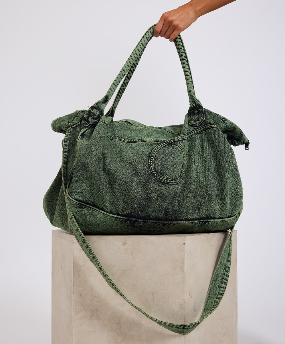 Khaki Edit Denim Overnighter Duffle Bag - Black Khaki