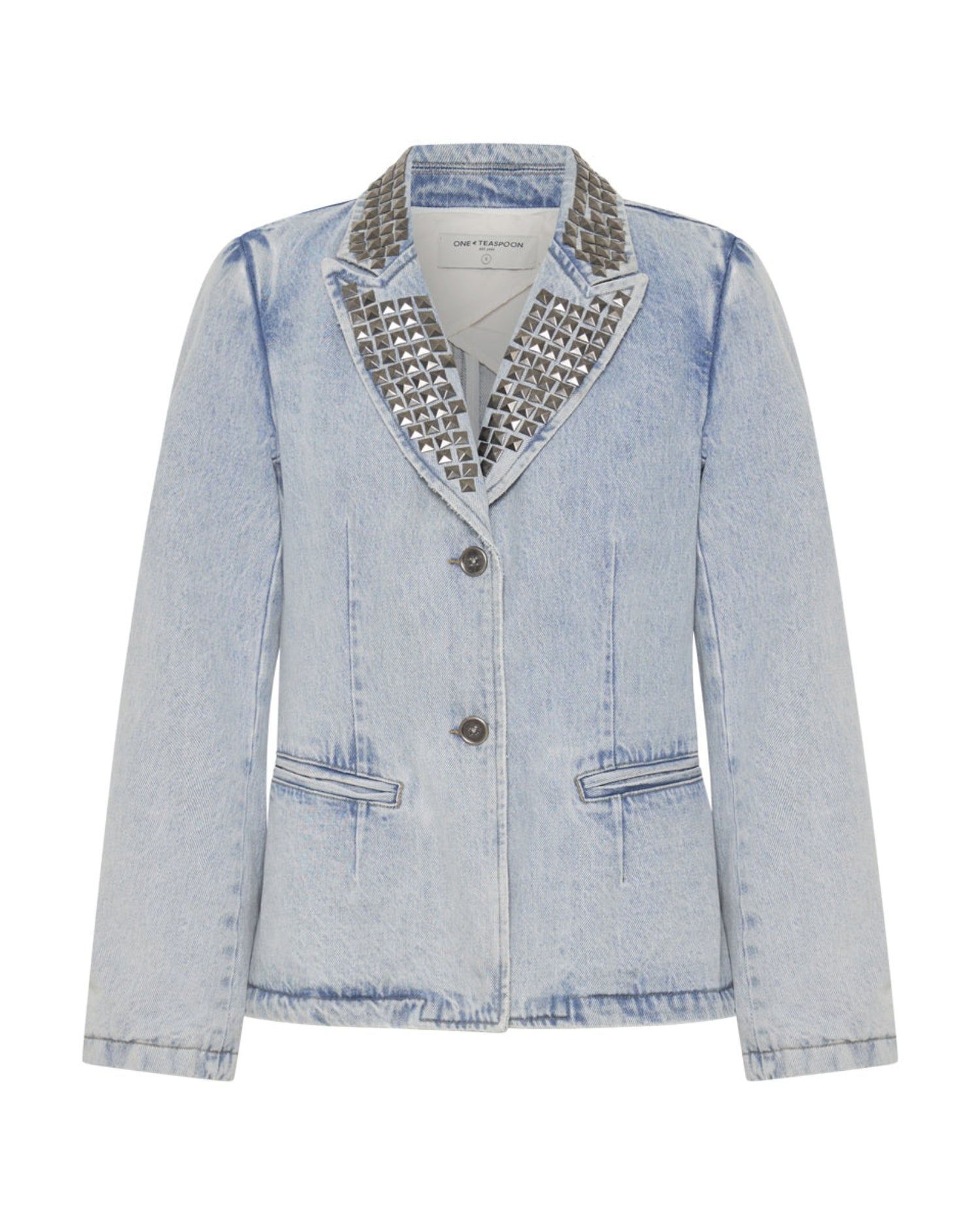 Women's Outerwear Studded Denim Blazer - Diamonde