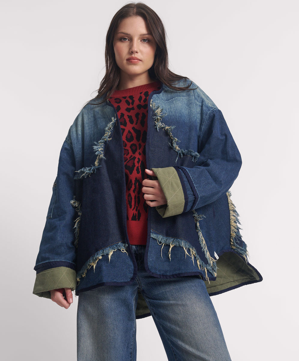 Full Price Star Denim Wadded Jacket - Dark Memphis Blue