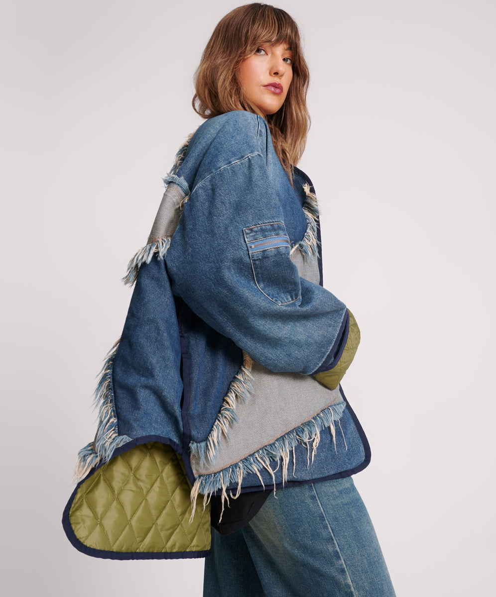 Women's Outerwear Star Denim Wadded Jacket - Light Memphis Blue