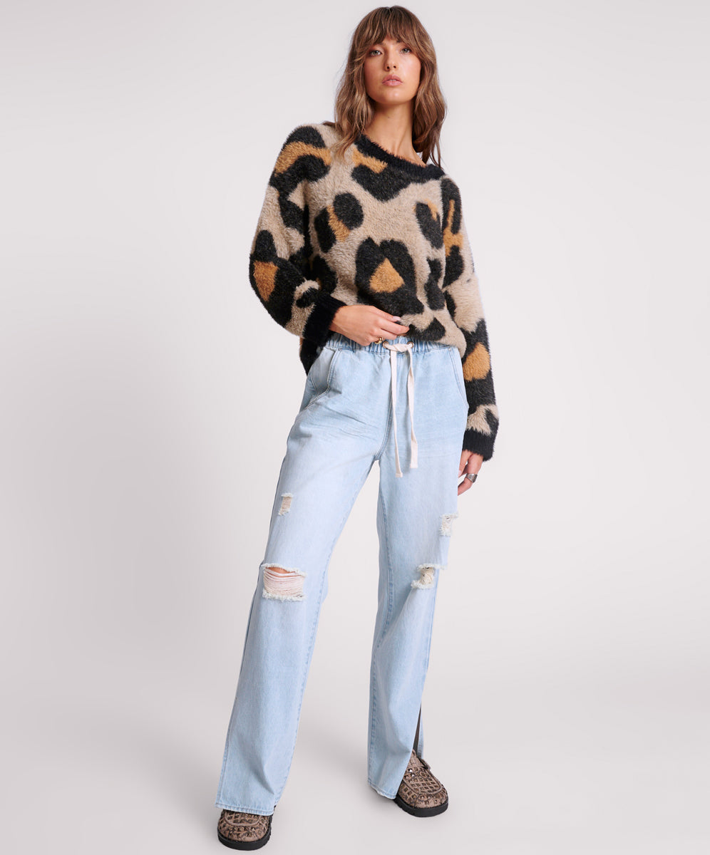 Last Stock Roadhouse Wide Leg Drawstring Denim Jeans - Sportster Blue