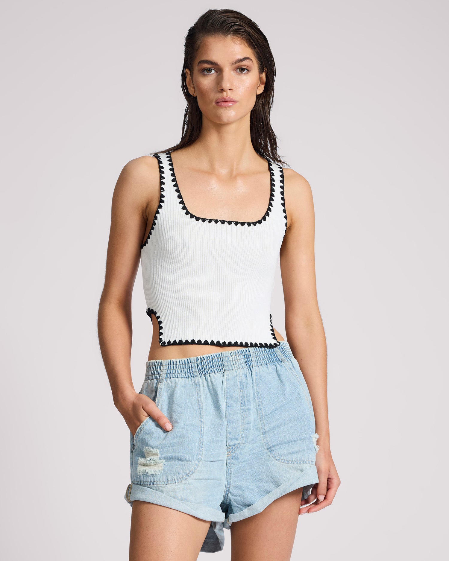 Dirty Blue Denim Hunters Mid Waist Boyfriend Elasticated Denim Shorts - Sportster Blue