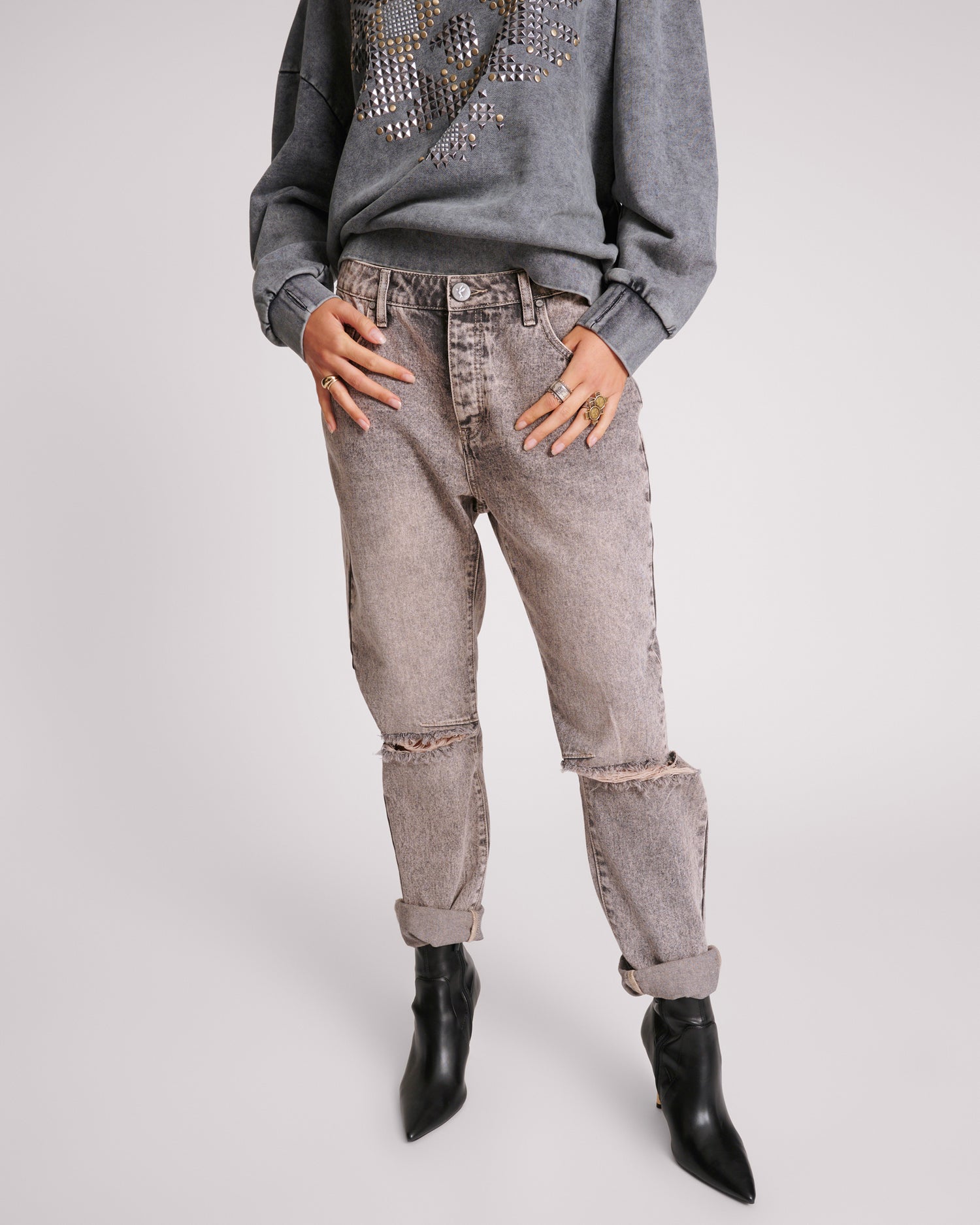Women's Boyfriend Jeans Saints Low Waist Boyfriend Denim Jeans - Dusty Smoke