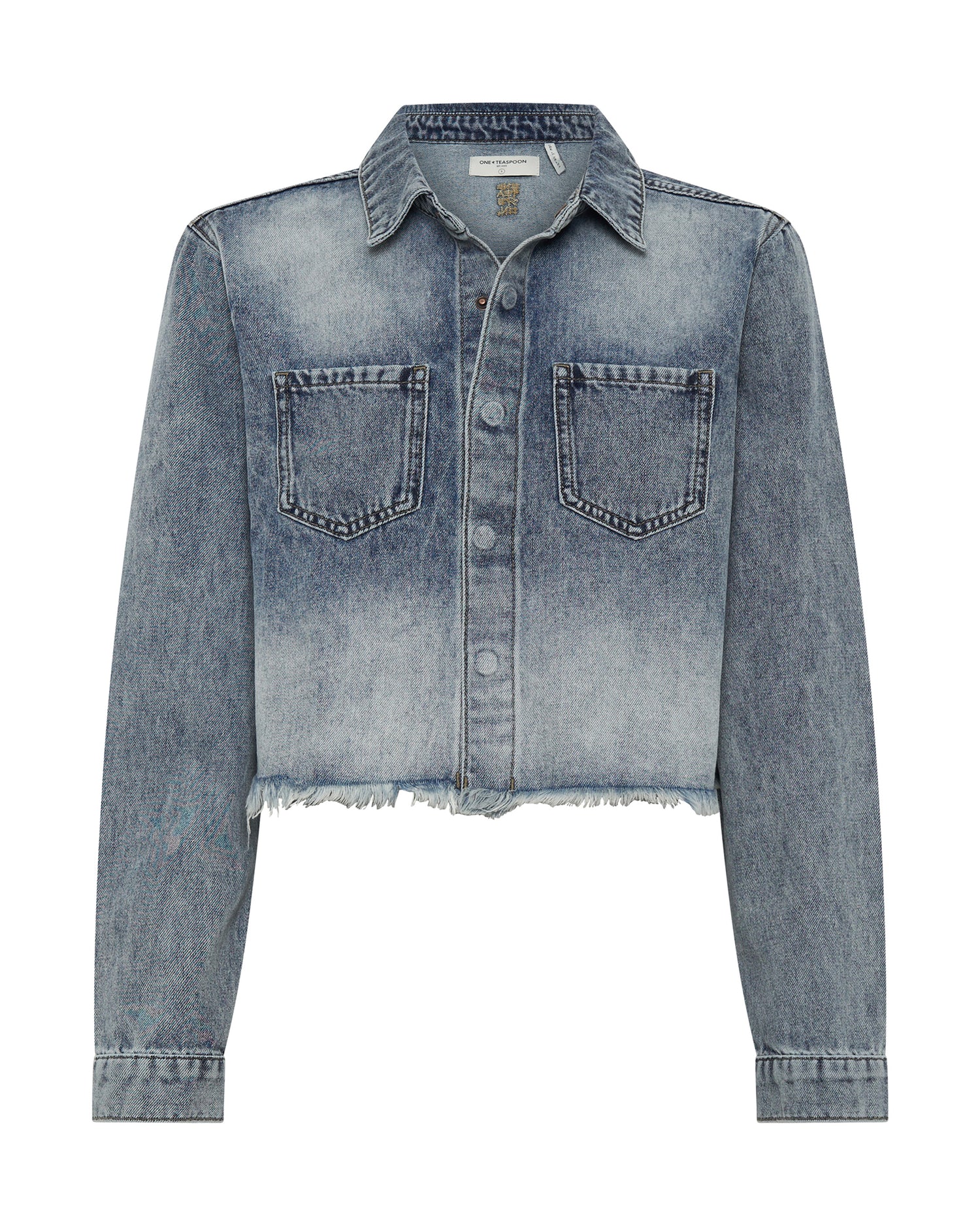 Dirty Blue Denim Braxton Long Sleeve Denim Top - Blue Blossom
