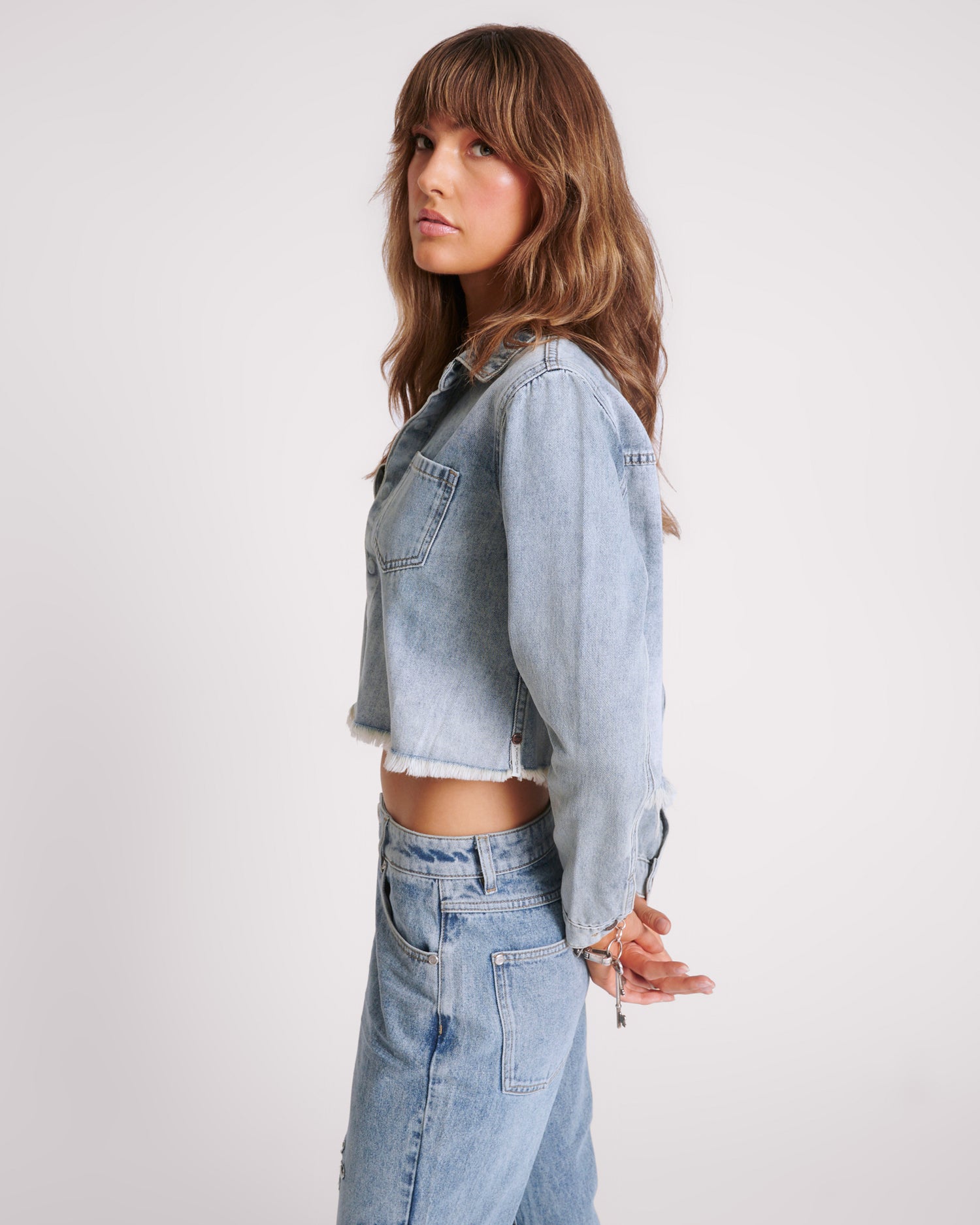 Dirty Blue Denim Braxton Long Sleeve Denim Top - Blue Blossom