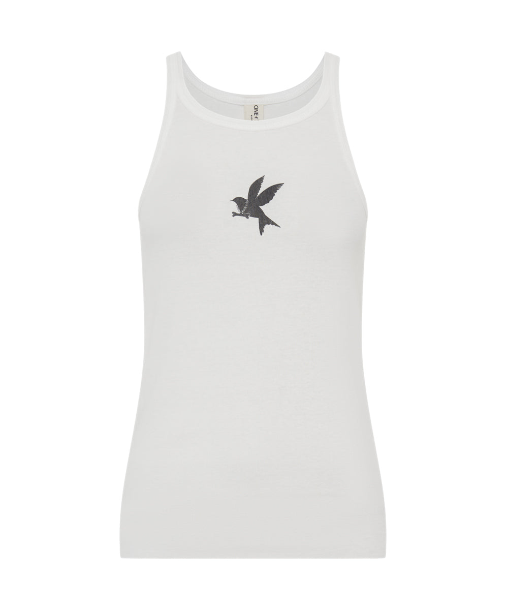 One Teaspoon Fine Ribbed Singlet - White