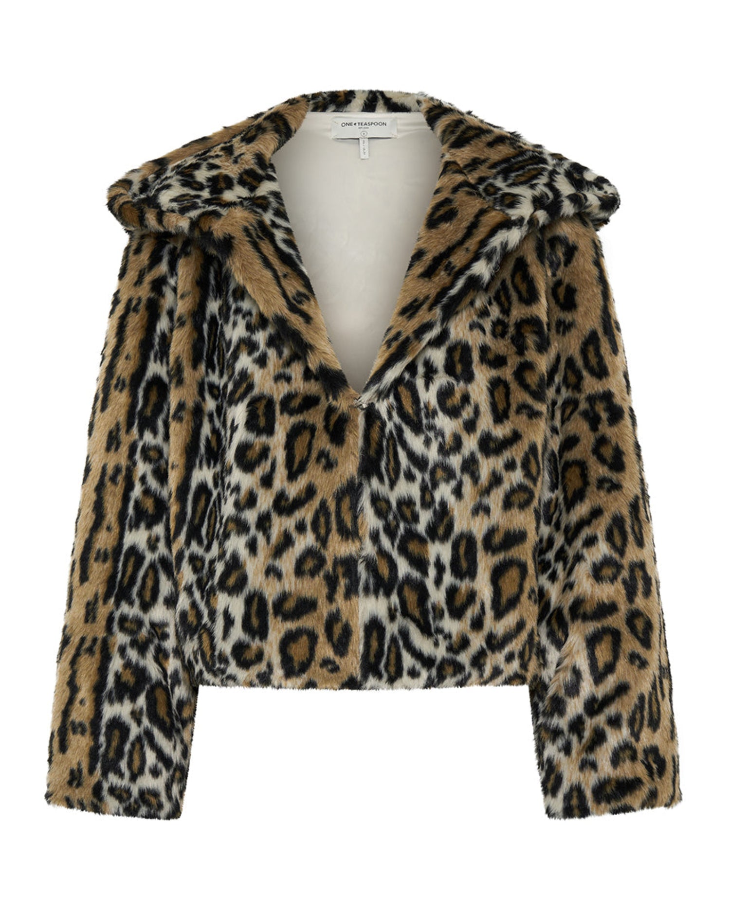 Full Price Faux Fur Leopard Split Hood Jacket - Animal